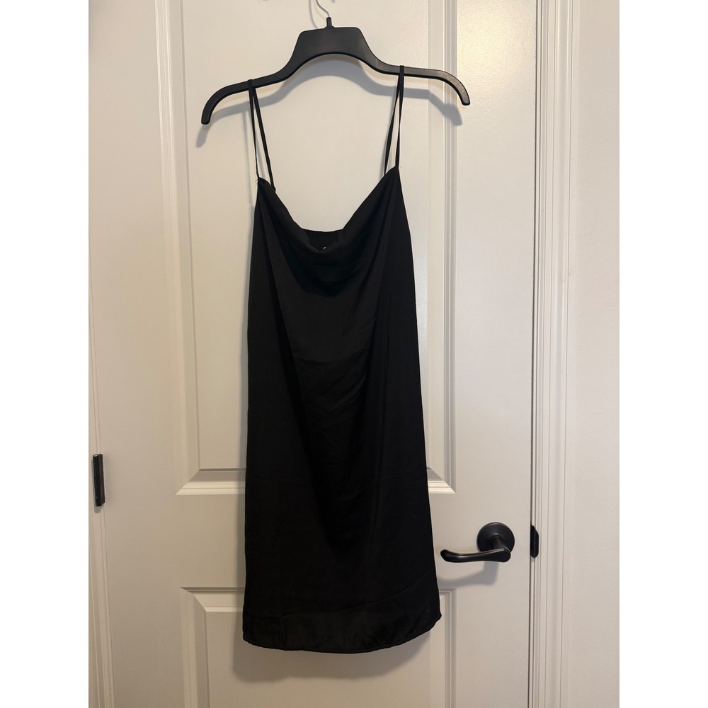 American Eagle Slip Dress Womens Large Black Excellent Cowl Neck Mini Minimalist